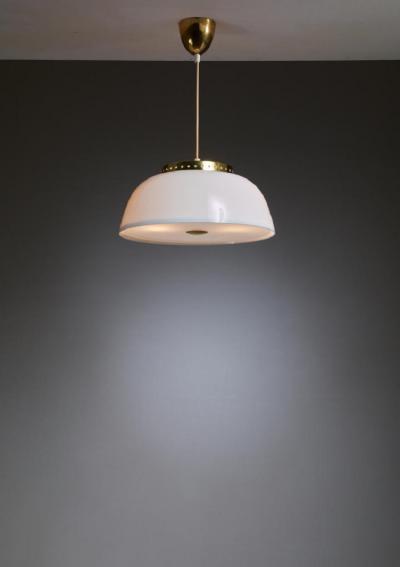 Lisa Johansson Pape Lisa Johansson Pape White Acrylic and Brass Pendant for Orno Finland