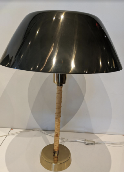 Lisa Johansson Pape Lisa Johansson Pape for Orno Pair of Vintage Table Lamps in Brass and Leather