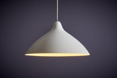 Lisa Johansson Pape Lisa Johansson Pape for Orno White Pendant Lamp in Aluminum Finland 1960s