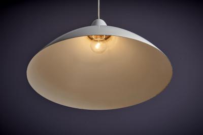 Lisa Johansson Pape Lisa Johansson Pape for Orno White Pendant Lamp in Aluminum Finland 1960s