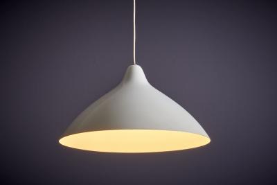 Lisa Johansson Pape Lisa Johansson Pape for Orno White Pendant Lamp in Aluminum Finland 1960s