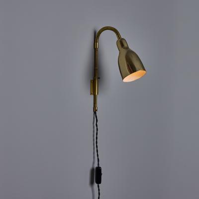 Lisa Johansson Pape Pair of 1950s Brass Plug in Wall Lamps Attributed to Lisa Johansson Pape