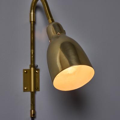 Lisa Johansson Pape Pair of 1950s Brass Plug in Wall Lamps Attributed to Lisa Johansson Pape