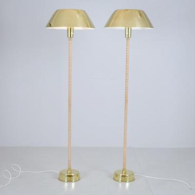 Lisa Johansson Pape Pair of Lisa Johansson Pap Ihanne Floor Lamps in Brass Orno Stockmann 1950s