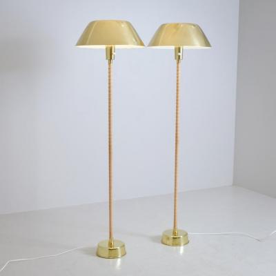 Lisa Johansson Pape Pair of Lisa Johansson Pap Ihanne Floor Lamps in Brass Orno Stockmann 1950s