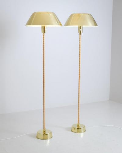 Lisa Johansson Pape Pair of Lisa Johansson Pap Ihanne Floor Lamps in Brass Orno Stockmann 1950s