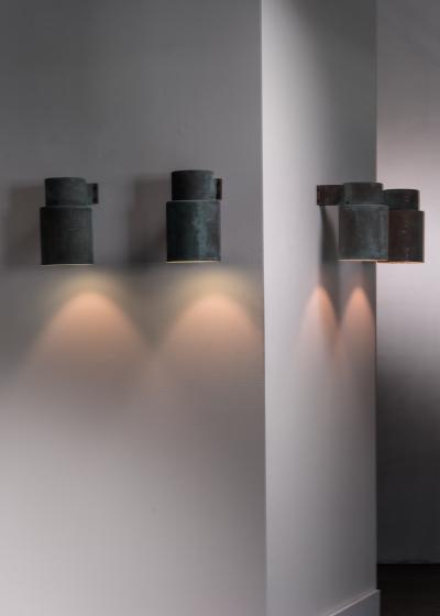 Lisa Johansson Pape Set of 4 Lisa Johansson Pape copper wall lamps for Orno