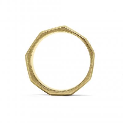Lisa Ziff White Diamond Heavy Gold Handmade Facet Bolt Band Ring Lisa Ziff