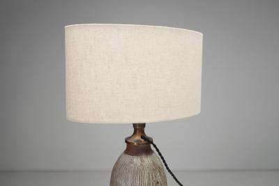 Lisbeth Munch Petersen Table Lamp with White Glazed Grooves by Lisbeth Munch Petersen Denmark 1940s