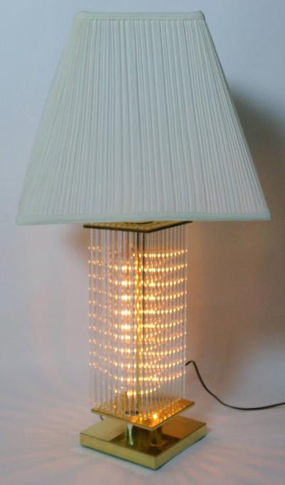 Liteline Glass Cane Table Lamp in the Style Gaetano Scolari circa 1970