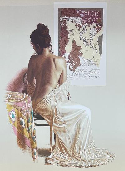 Lithograph Salon Des Cent by Artist Douglas Hoffman Signed 76 100