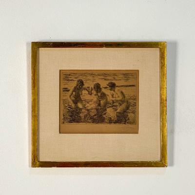 Lithograph of Bathing Beauties Anders Zorn Sweden circa 1900