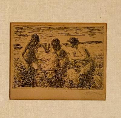 Lithograph of Bathing Beauties Anders Zorn Sweden circa 1900