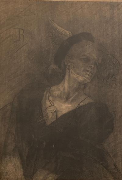 Lithograph of a Mature Entertainer Germany Circa 1900