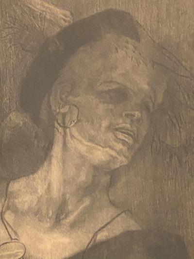Lithograph of a Mature Entertainer Germany Circa 1900