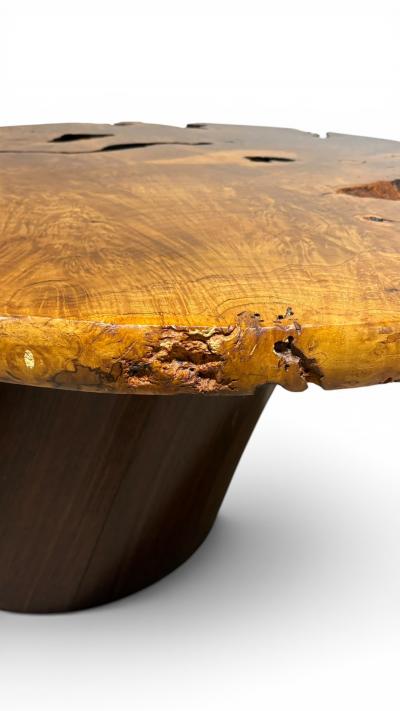 Live Edge Burlwood Coffee Table in the Manner of George Nakashima C 1980