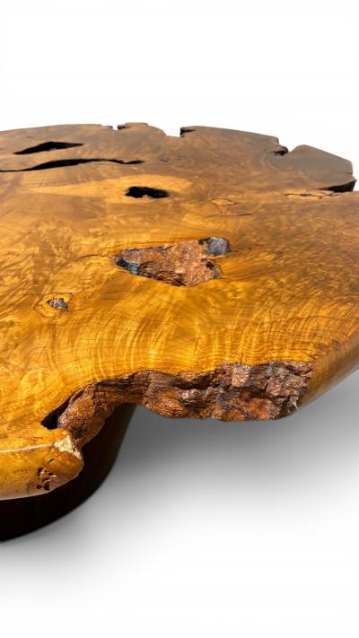 Live Edge Burlwood Coffee Table in the Manner of George Nakashima C 1980
