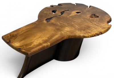 Live Edge Burlwood Coffee Table in the Manner of George Nakashima C 1980
