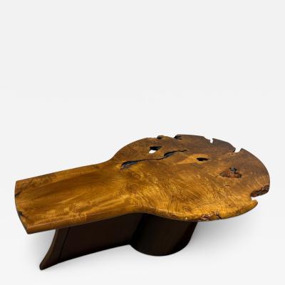 Live Edge Burlwood Coffee Table in the Manner of George Nakashima C 1980