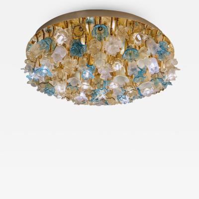 Lively Floreal Multicolor Murano Glass Gold Flushmount