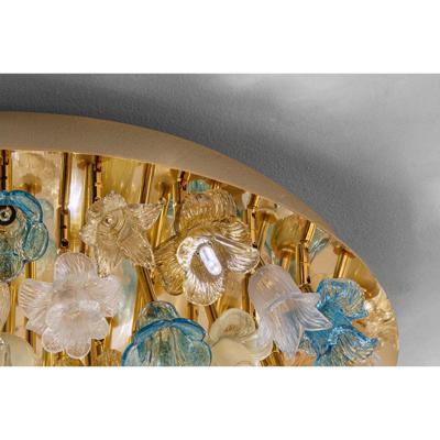Lively Floreal Multicolor Murano Glass Gold Flushmount