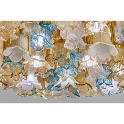 Lively Floreal Multicolor Murano Glass Gold Flushmount