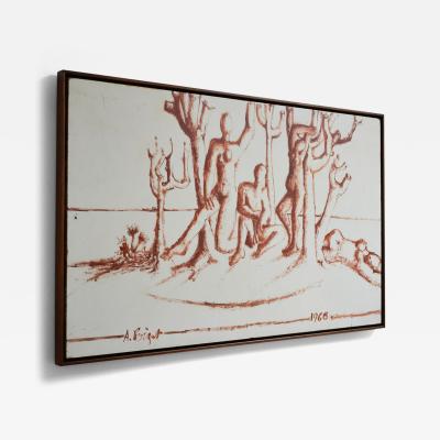 Lively landscapes with nude figures 1960s 