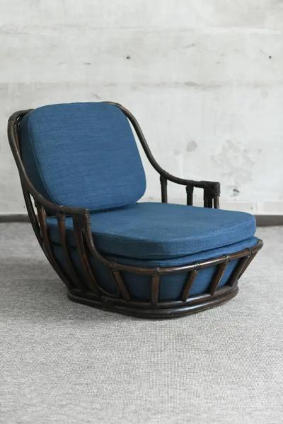 Living Room Set Sofa Pair of Armchairs in Dark Finish Manao Cane 1980s