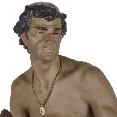 Lladro Glazed ceramic sculpture of a helmsman by Spanish maker Lladr 