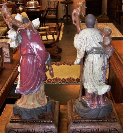 Lladro Rare Pair of Lladro Chinese Farmer Porcelain Figurines