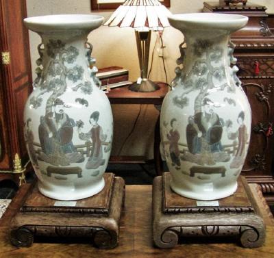 Lladro Rare Pair of Lladro Porcelain Mandarin Vases