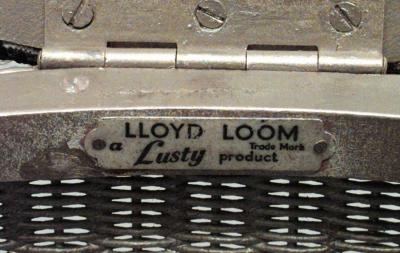 Lloyd Loom English Mid Century gold painted wicker oval shaped bench hamper