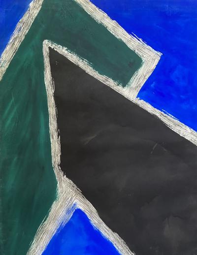 Lloyd Raymond Ney Abstract in Blue Black and Green 