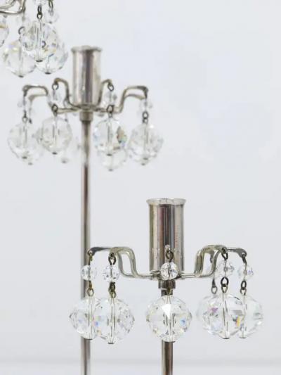 Lobmeyr Silver Plated Candleholder Faceted Swarovski Crystals Austria 1960s