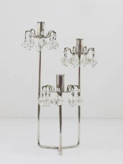 Lobmeyr Silver Plated Candleholder Faceted Swarovski Crystals Austria 1960s