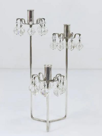 Lobmeyr Silver Plated Candleholder Faceted Swarovski Crystals Austria 1960s