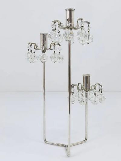 Lobmeyr Silver Plated Candleholder Faceted Swarovski Crystals Austria 1960s