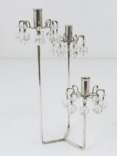 Lobmeyr Silver Plated Candleholder Faceted Swarovski Crystals Austria 1960s