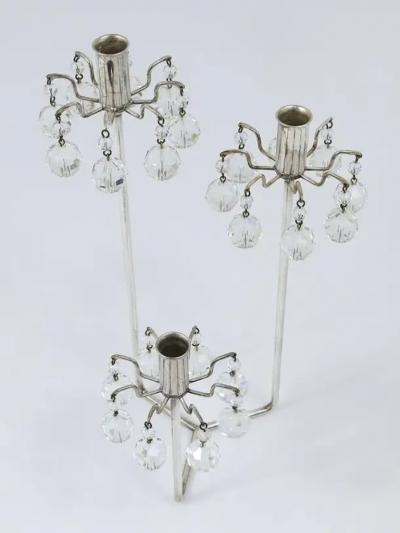 Lobmeyr Silver Plated Candleholder Faceted Swarovski Crystals Austria 1960s