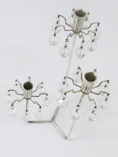 Lobmeyr Silver Plated Candleholder Faceted Swarovski Crystals Austria 1960s