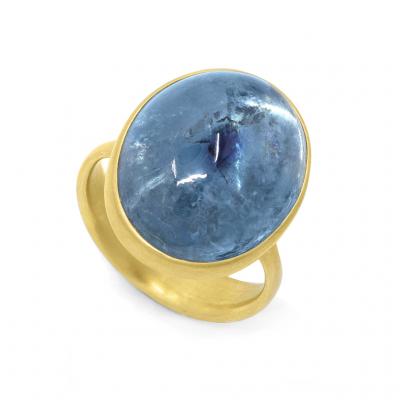 Lola Brooks Lola Brooks 19 21ct Oval Spot Blue Tourmaline Yellow Gold Ring