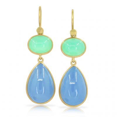 Lola Brooks Lola Brooks Chrysoprase Oval Aquamarine Pear Gold Earrings