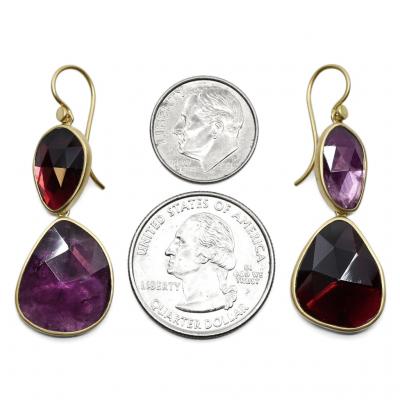 Lola Brooks Lola Brooks Mismatched Red Pink Tourmaline Gold Drop Earrings