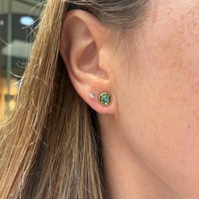 Lola Brooks Lola Brooks Round Green Sapphire Gold Stud Earrings