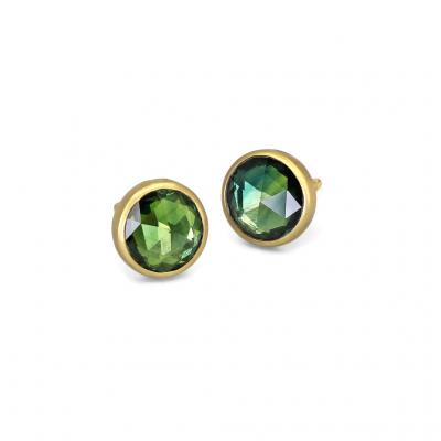 Lola Brooks Lola Brooks Round Green Sapphire Gold Stud Earrings