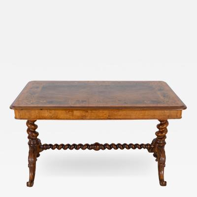 Lombardy Rectangular Table in Walnut and Precious Wood Marquetry Italy 19th Ce