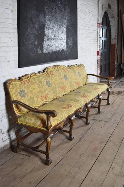 Long 18th Century Carved and Parcel Gilt Spanish Portuguese Settee