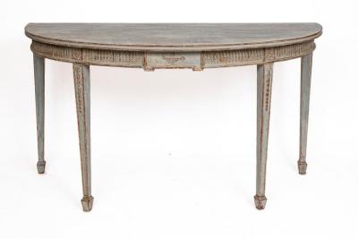 Long 19th Century Neoclassical Baltic Painted Demilune Console