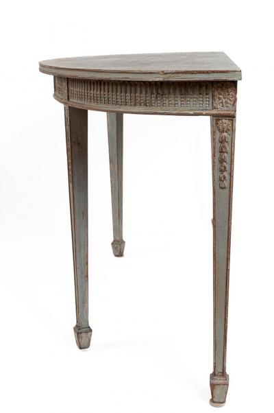 Long 19th Century Neoclassical Baltic Painted Demilune Console