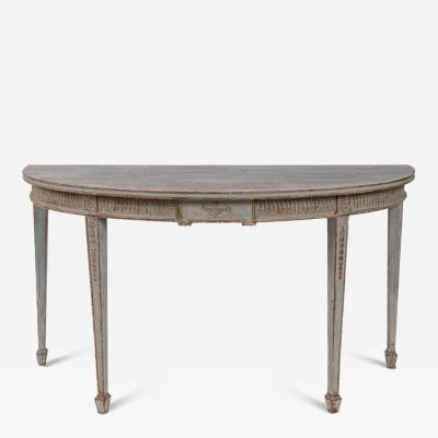 Long 19th Century Neoclassical Baltic Painted Demilune Console